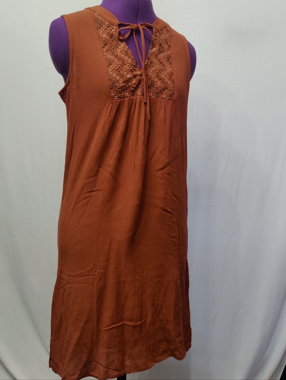 bobeau Petite Rust Orange Textured Top